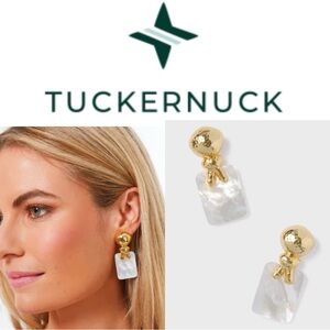 Tuckernuck Jacqueline Gold and Mother-of-Pearl Rectangular Drop Earrings